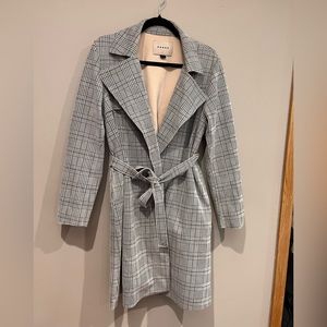 Anthropology Blank NYC Long Plaid Trench Coat Women’s Size Large